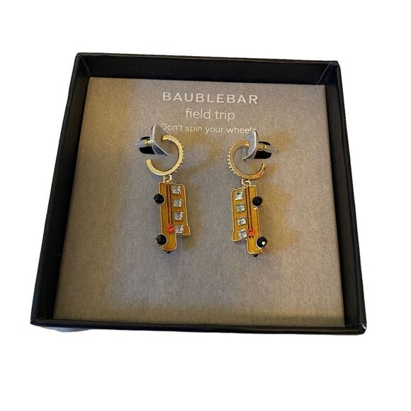 BaubleBar Field Trip Jeweled School Bus Dangle Earrings. - Picture 1 of 6